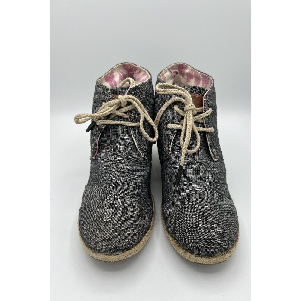 Toms Denim chambray desert wedge shoe Size 8